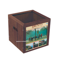 GOKA Nouveau Design Retro Vinyl Record Cabinet Grande Capacité Boîte de Rangement en Bois