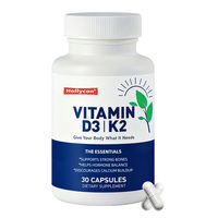 Vitamine D3 + K2 MK7 de soutien immunitaire végétalien de marque privée OEM complément alimentaire pour adultes capsules de vitamine D3 K2