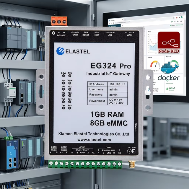 ARM A55 1GB RAM Dual Ethernet 4 RS485 Industrial IoT Docker Node-RED Edge Computing Gateway Debian OS for Second Programming