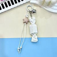 Chaîne de téléphone portable créative en forme de bonbon, motif quadrillé, cordon suspendu, cloche, porte-clés étoile, pendentif pour sac, bijoux