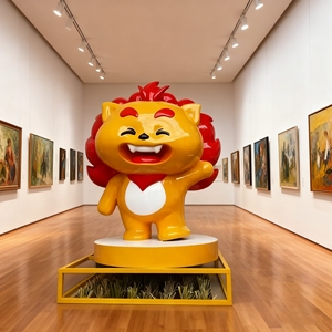 CS231 Fiberglass Unique Cartoon Rabbit Statue Resin Craft for Cultural Space <b>Ornament</b> Big Size Animal Sculpture with Red Heart - Product Image 2