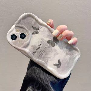 เคสโทรศัพท์มือถือ TPU ซิลิโคนขอบคลื่นพิมพ์ลายผีเสื้อ<span class=keywords><strong>สี</strong></span>ดำ<span class=keywords><strong>เทา</strong></span>ดำสำหรับ <span class=keywords><strong>iPhone</strong></span> 8 x XR XS 11 12 13 14 15 16 17 PRO MAX - Product Image 4