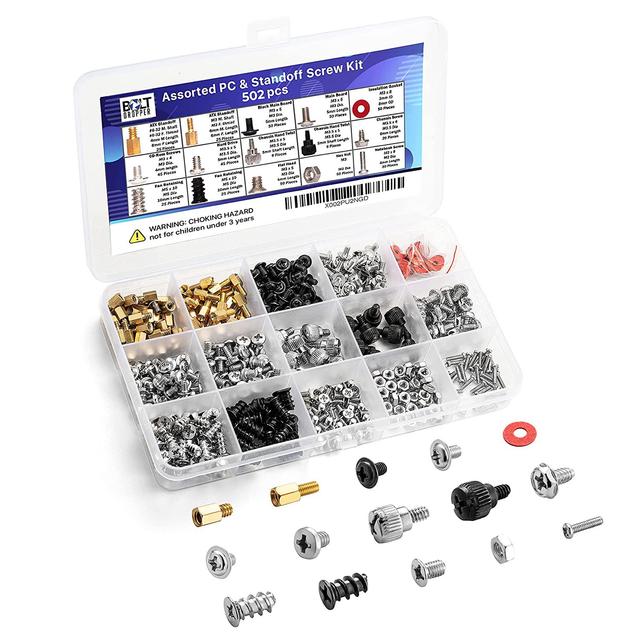 502pc PC Screw Kit: Motherboard Standoffs, Computer Case Screws for HDD, Fan, GPU, ATX, DIY & Repair