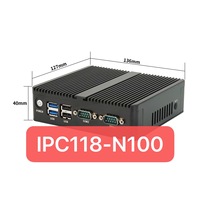 Mini-PC embarqué horizontal IPC118-N100 en alliage d'aluminium sans ventilateur, sans RAM ni ROM, avec ports multi-LAN et COM pour le contrôle d'automatisation
