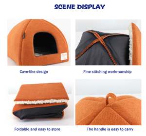 Bobbypet <span class=keywords><strong>2</strong></span>-in-1 Lustiges Tiermuster Plüsch-Tierkäfig Großhandel Beruhigendes Katzen-Iglu-Zelt und Gemütliches Bett für Katzen und Hunde zum Schlafen - Product Image 2