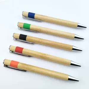 Wooden Factory Hot Sales Customized Logo Office Wood Stylus Ball Point Pens Custom Eco Friendly Natural Wooden Bamboo Ballpoint Pen