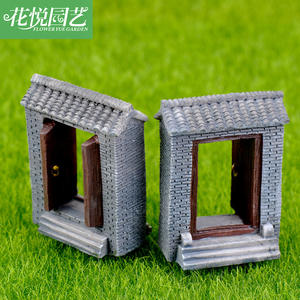 ของตกแต่งประตู (แบบเปิด) ลายไมโครแลนด์สเคป วัสดุเรซิ่นสีน้ำเงิน ลายอิฐและกระเบื้อง พร้อมต้นไม้สีเขียว วีเจ มอส - Product Image 4