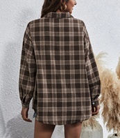 Chemise à carreaux en coton pour femmes avec logo brodé personnalisé, manches longues, boutons sur le devant, imprimé à carreaux, surchemise