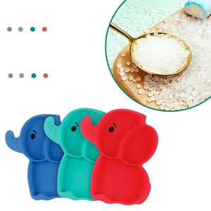 Großhandel trays babys-Niedliche kleine Elefanten form Essen Tablett Platte Baby geteilt Fütterung schüssel Silikon Mahlzeit Platte für Kleinkinder