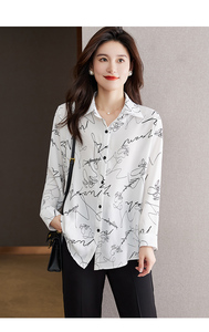 Chemisiers pour femmes <span class=keywords><strong>en</strong></span> mousseline de <span class=keywords><strong>soie</strong></span>, style <span class=keywords><strong>chic</strong></span> du début du printemps, imprimé graffiti, amples, décontractés, pour l'extérieur - Product Image 5