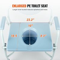 Chaise de toilette moderne robuste BLISS, capacité de 450 kg, chaise de toilette à côté du lit, hauteur réglable sur 5 niveaux, accoudoirs rabattables, détachable