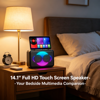 Haut-parleur intelligent OEM/ODM avec écran tactile, interface utilisateur personnalisable, logo, double woofer de 4 pouces + double tweeter, RGB, entrée auxiliaire, commande vocale