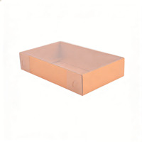Boîte cadeau en papier kraft recyclable personnalisable avec couvercle transparent mat pour l'emballage de portefeuilles