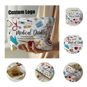 Custom Pattern Digital Printing Reusable Soft Handle Corduroy Zipper Makeup Cosmetic <b>Bag</b> for Women - Product Image 1