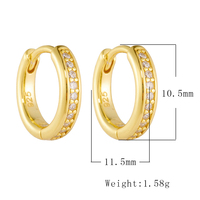 Boucles d'oreilles Huggie Mlluki en argent sterling 925 plaqué or 14 carats avec zircon cubique blanc micro-pavé pour femmes