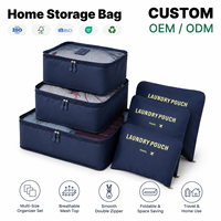 Bolsas de Almacenamiento Premium para el Hogar, de Tela Oxford, Personalizables, Juego de Organizadores de Varios Tamaños, Parte Superior de Malla, Doble Cremallera, para Viajes, a la Moda