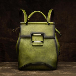 Bolso de Hombro Retro Andong de Cuero Vacuno Genuino, Mochila de Color Sólido Hecha a Mano, Mochila de Gran Capacidad para Mujer, Bolsos de Viaje - Product Image 4