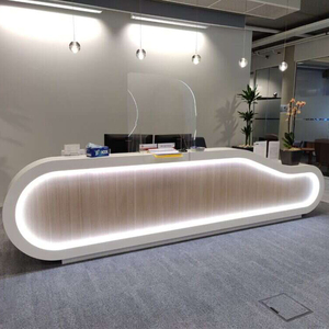 Mostrador de recepción de forma ovalada de Material de superficie sólida blanca Mostrador de <span class=keywords><strong>recepcionista</strong></span> de oficina de Grado Superior desde el escritorio para 3 personas - Product Image 2