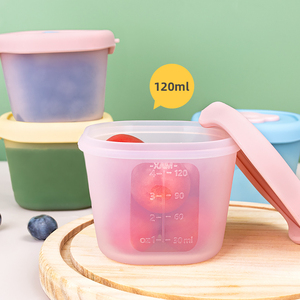Thực phẩm cấp chất lỏng-silicone Tủ đông hộp với nắp kín 4oz lưu trữ nhỏ container lò vi sóng an toàn với các phép đo rõ ràng - Product Image 6