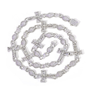 สร้อยคอไม้กางเขนมอยส์ซาไนต์แบบพรีเมียมสั่งทำพิเศษ เงินแท้ 925 สไตล์ฮิปฮอป ประดับเพชรเต็มเส้น  วีวีเอส1 ผ่านการทดสอบเพชร - Product Image 4