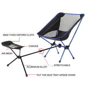 Chaise de camping pliante en aluminium avec repose-pieds télescopique pour loisirs, camping et pêche - Product Image 2