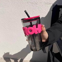 Vaso de Vidrio con Pajita, Diseño Atractivo, Venta al Por Mayor, Personalizable con Logotipo, para Bebidas, Jugos, Café, Botella de Agua Portátil