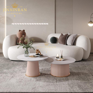 Set di Divani Moderni in Stile Nordico, Lussuoso Divano Curvo in Tessuto Bouclé e Lana d'Agnello, Struttura in Legno, Schiuma ad Alta Densità per <span class=keywords><strong>Arredamento</strong></span> <span class=keywords><strong>Soggiorno</strong></span> - Product Image 3