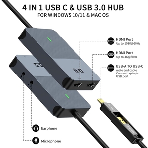 Adaptateur USB 3.0 vers HDMI double GIQ Carte graphique vidéo universelle USB vers HDM I Splitter Extender Compatible avec <span class=keywords><strong>MacOS</strong></span> Windows - Product Image 2