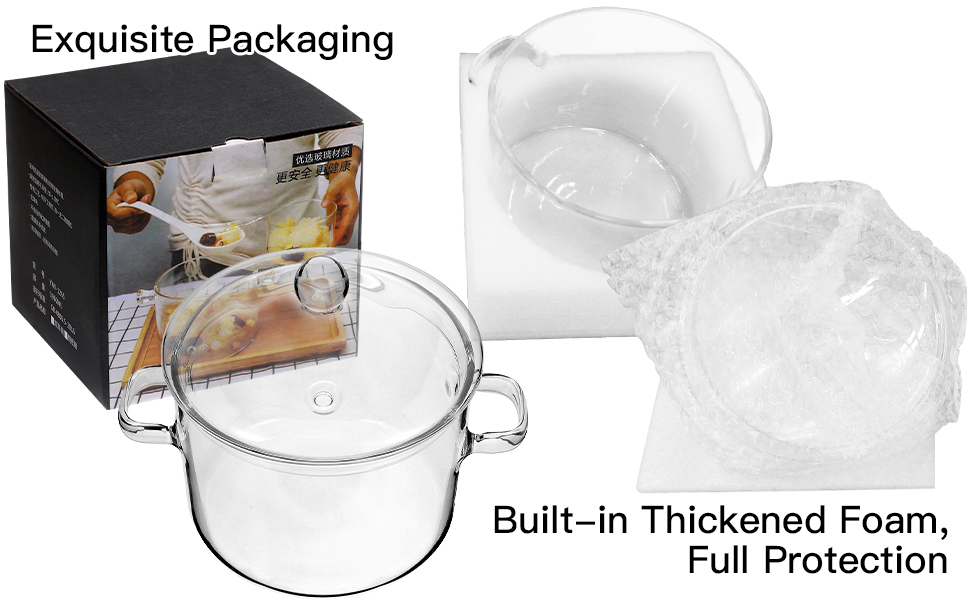 Lot De 2 Casseroles En Verre Avec Couvercle 1900ml - Marmites Transparentes Pour Soupe Et Pâtes