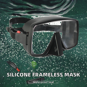 Masque de plongée sans cadre en silicone pour adulte, étanche, avec lentille unique en verre trempé, pour la plongée sous-marine, prix d'usine - Product Image 2