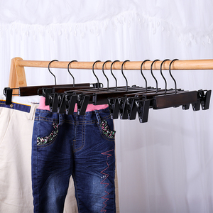 Gỗ Clip Hangers Retro Đen Gỗ Quần Móc Áo Với Clip Cho Cửa Hàng May Mặc - Product Image 2