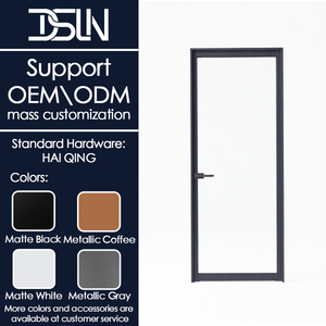 Porte battante moderne personnalisable en aluminium et verre trempé creux Deslano pour chambre, couloir, supermarché, villa, jardin, extérieur, à encastrement - Product Image 1