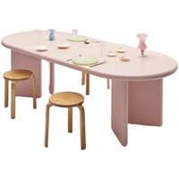 Table de salle à manger rectangulaire moderne de luxe, bureau de salle à manger minimaliste en fibre de verre pour la maison, l'hôtel, l'appartement, l'école, les espaces de réunion