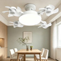 Ventilateur de plafond nordique à vis avec éclairage, en ABS, design moderne pour salle à manger, salon, grand flux d'air, silencieux, usage domestique, intégré E27