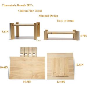 Wooden Charcuterie Board Set 2Pcs Chilean <b>Pine</b> Minimal Design Serving Tray For Wedding Party Dessert <b>Table</b> - Product Image 1