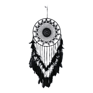 Grand <span class=keywords><strong>attrape</strong></span>-rêves bohème à suspendre au mur avec plumes, anneau métallique tissé à la main, décoration bohème <span class=keywords><strong>pour</strong></span> salon et chambre - Product Image 1