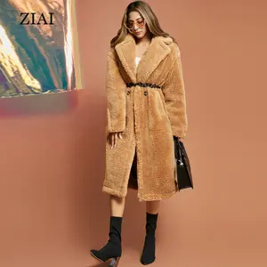 Wholesale Plus Size Women Wool Shearling Coats Winter Coats Faux Fur Open-Front Longline Teddy Long Coat Jacket Women For Women