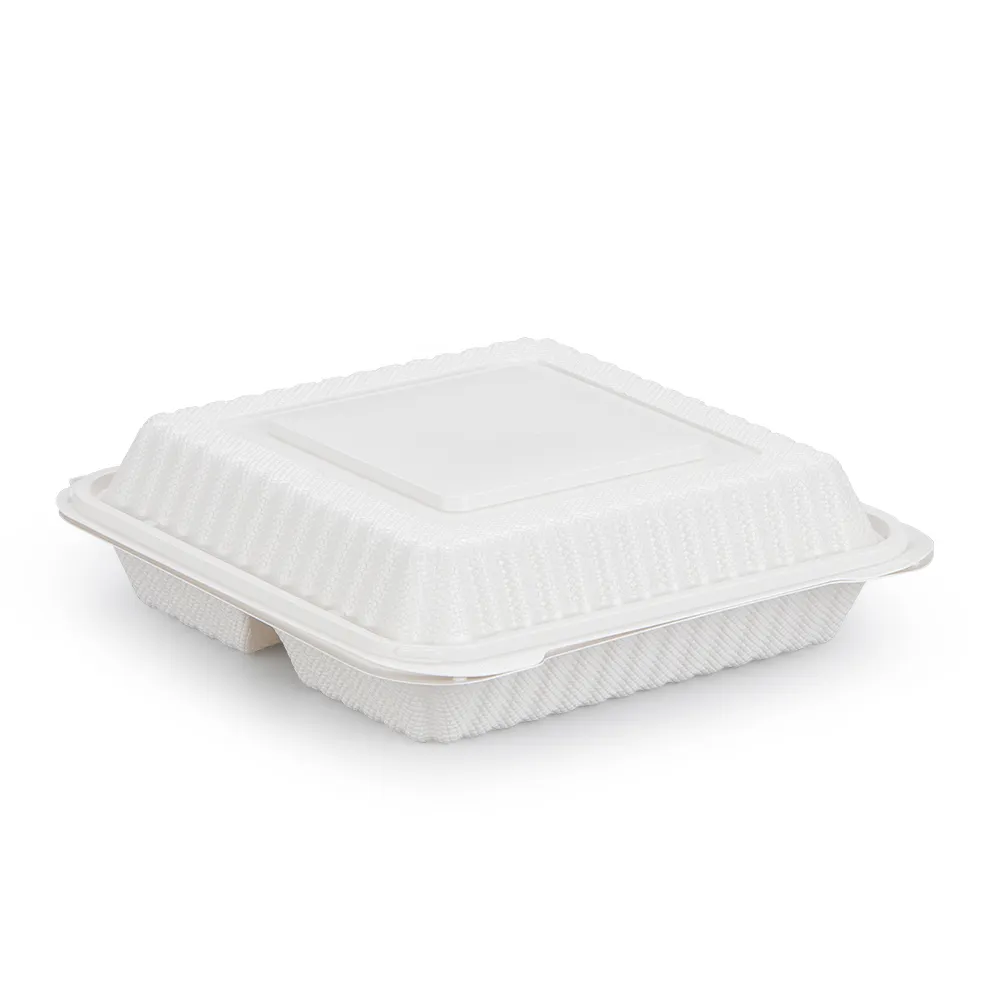 Manufaktur 9 Zoll klappbare Lebensmittel behälter 3 Fächer Kunststoff Bento Lunchbox zum Mitnehmen Lebensmittel lagerung Togo-Behälter
