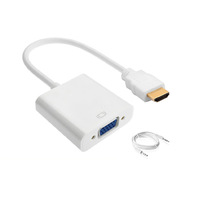 Adaptateur convertisseur HDMI vers VGA avec câble audio HD 1080p mâle à femelle en PVC pour ordinateurs et ordinateurs portables