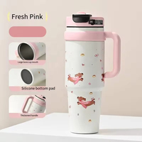 Mug Kopi Perjalanan Ringan Kapasitas Besar 1000ML Logo Kustom Klasik Hadiah Bisnis, Botol Vakum Stainless Steel 316 dengan Tutup dan Sedotan