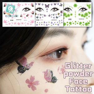 Pegatina de tatuaje con purpurina para mujeres y niñas, maquillaje temporal personalizado, venta directa de fábrica, novedad - Product Image 6