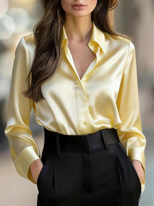 IStapromo Gifts European and American style long-sleeved shirt for women, autumn polo-neck polyester cardigan - Product Image 5