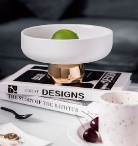 Plato de compota de frutas de cerámica ecológico moderno con base dorada para sala de estar <span class=keywords><strong>Dim</strong></span> <span class=keywords><strong>Sum</strong></span> Ensalada Servicio al cliente - Product Image 3