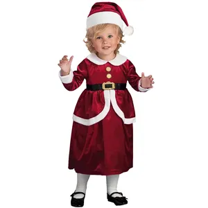 طفل الياقوت فتاة أحمر زي عيد الميلاد طفل الاطفال سانتا كلوز الملابس ارتداء القبعات دعوى عيد الميلاد المسرح أداء اللباس الزي