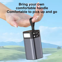 Batterie externe portable 20000mAh en alliage d'aluminium ultra-mince noire avec charge rapide, entrée Micro USB, câbles intégrés et 4 sorties
