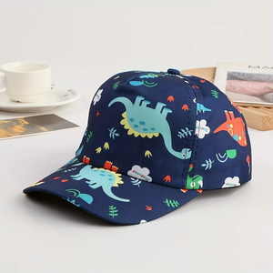 Gorra de Béisbol para Niños de 4 a 9 Años, Protección Solar, Estampado Digital, Tela de Espiga con Diseño de Hoja de Dinosaurio - Product Image 3