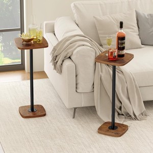 Wood Top Coffee <b>Table</b> With Metal Stand Living Room <b>Sofa</b> <b>Side</b> <b>Table</b> For Adults And Elderly - Product Image 1