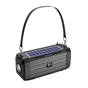 Emergency Solar Powered Flashlight Wireless Portable Speaker 3 in 1 TF USB FM Radio Bluetooth Speaker