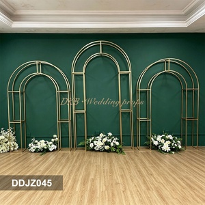 DKB Professional Simple New Style Luxury Wedding Decoration <b>Backdrop</b> with Shiny Gold Metal Frame and Arch <b>Stand</b> - Product Image 3