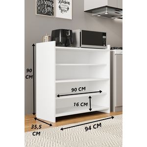 Armoire de rangement moderne multifonctionnelle à 4 portes et 5 étagères, organisateur blanc pour la cuisine et la salle de bain - Product Image 3